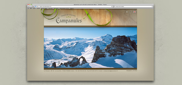Page d'accueil du site de l'hotel Les Campanule