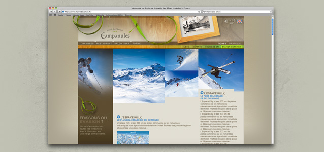 Page Tignes du site de l'hotel Les Campanule