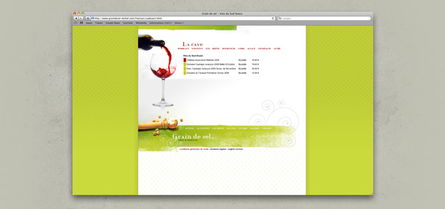 Page vins du site Grain de Sel