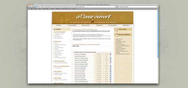 Page comptes rendus du site de la Mairie des Allues