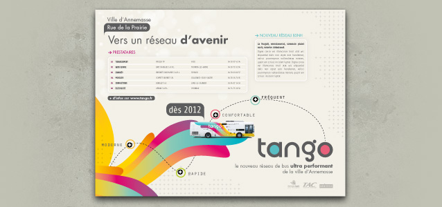 Panneau informatif Tango, le nouveau rsau de bus BHNS de la ville d'Annemasse